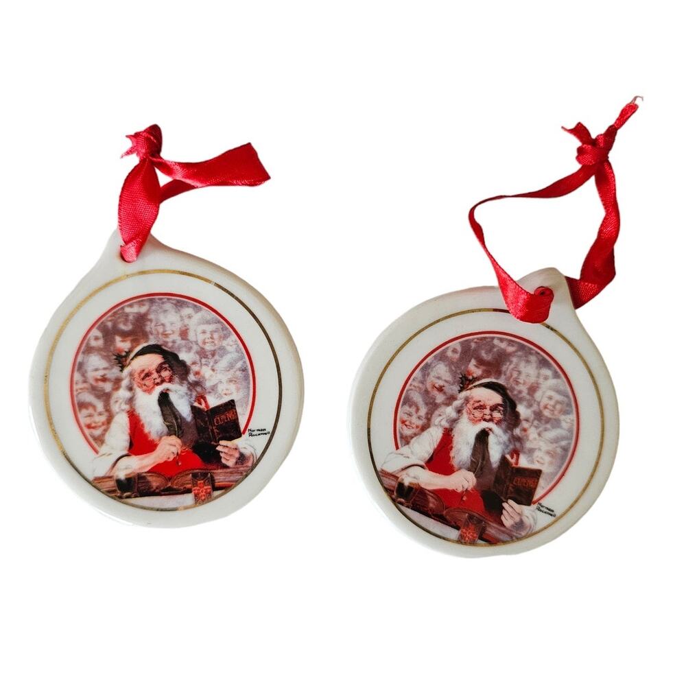 Santa's Children Vintage 1998 J.C. Penny Christmas Ornaments set of 2 Ceramic